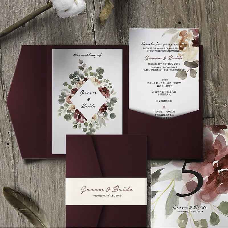 60 SETS Red White Star Wedding Invitations with Vellum Paper