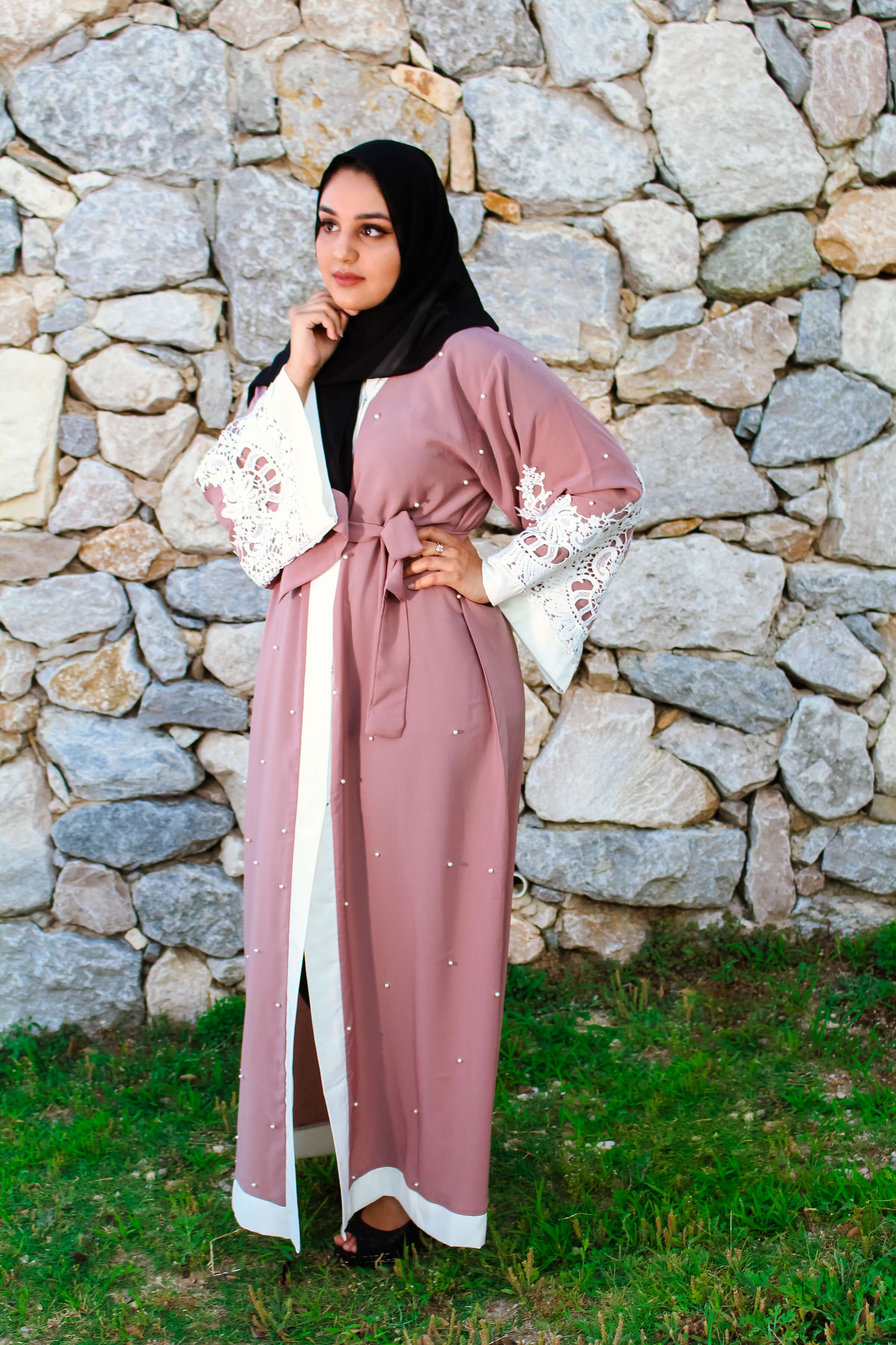 white kimono abaya