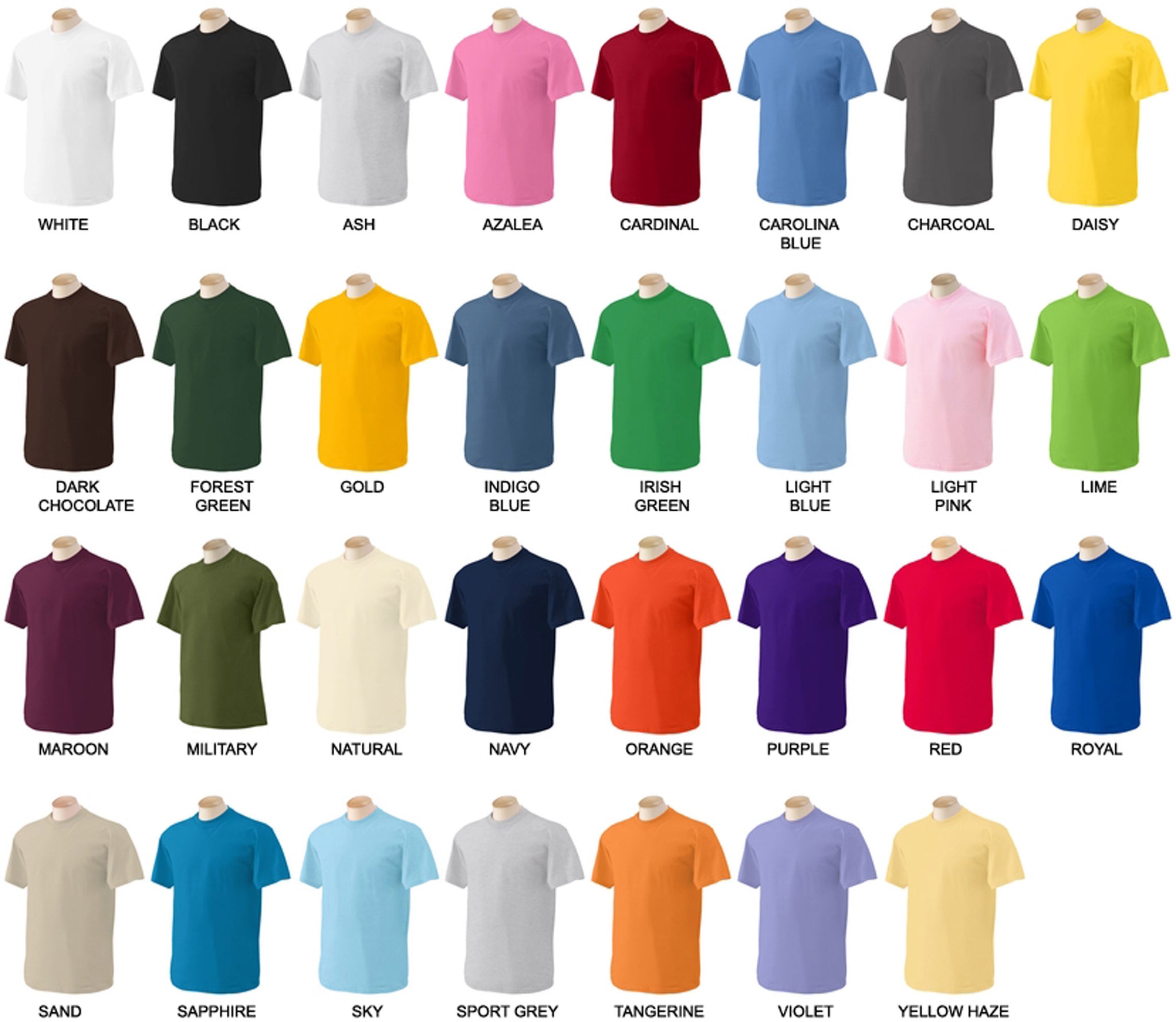 Winner T Shirt Color Chart