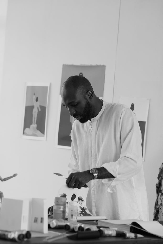 Multimedia artist Dennis Osadebe at work in his studio