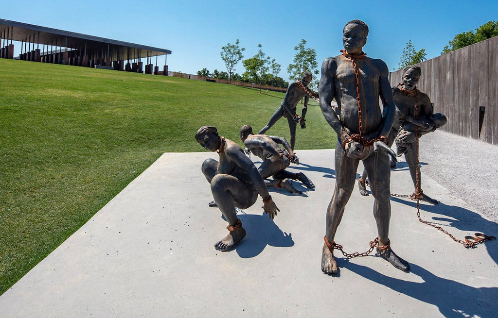 Nkyinkim by Kwame Akoto-Bamfo at the National Memorial for Peace and Justice that opened in 2018 in Montgomery, Alabam