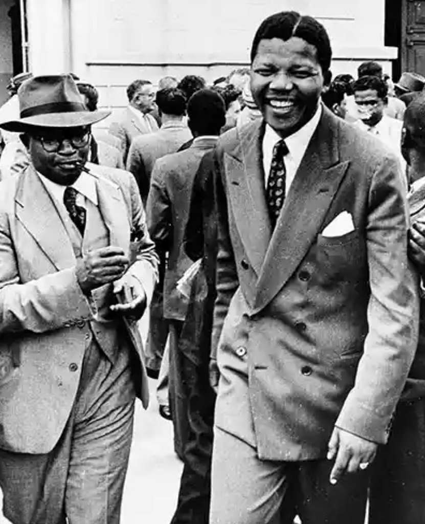 Mandela leaving court in Pretoria, South Africa, October 1958