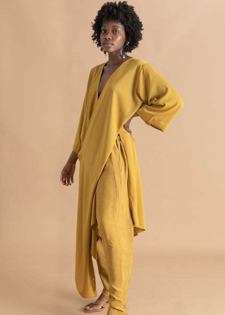 Yellow Solid Wrap Tunic