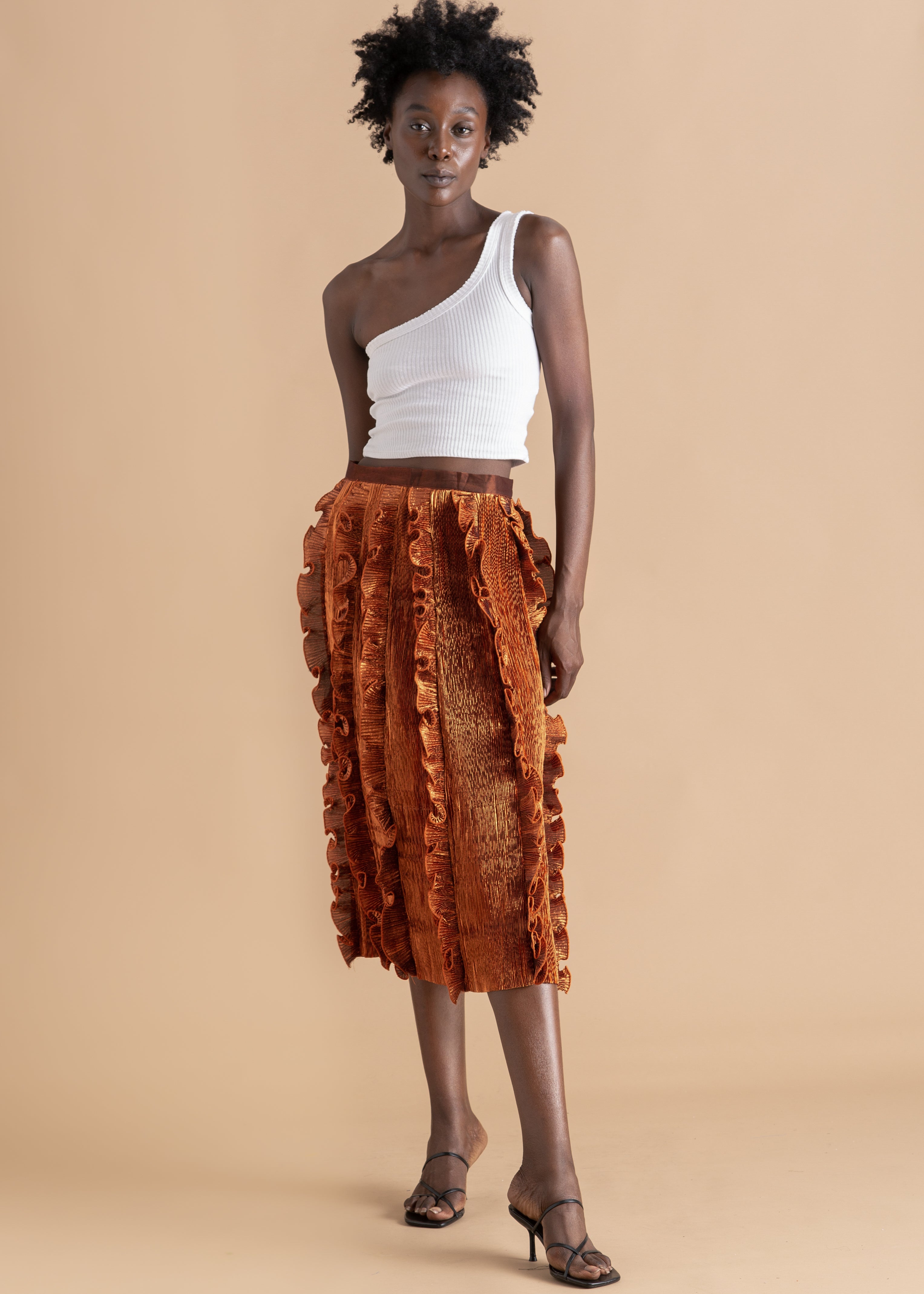 Ella Pleated Metallic Skirt