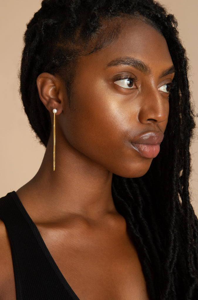 Shop Lorne Long Pearl and Chain Stud earrings at The Folklore