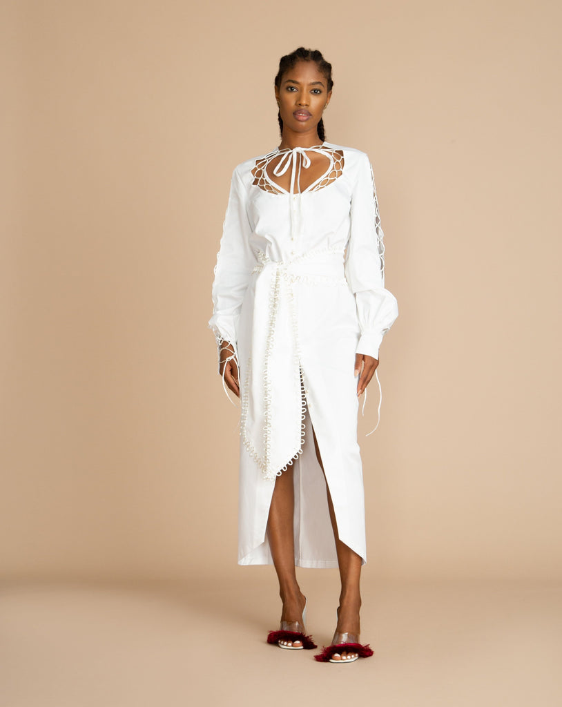 Shop CLAN White Poplin Dress at The Folklore