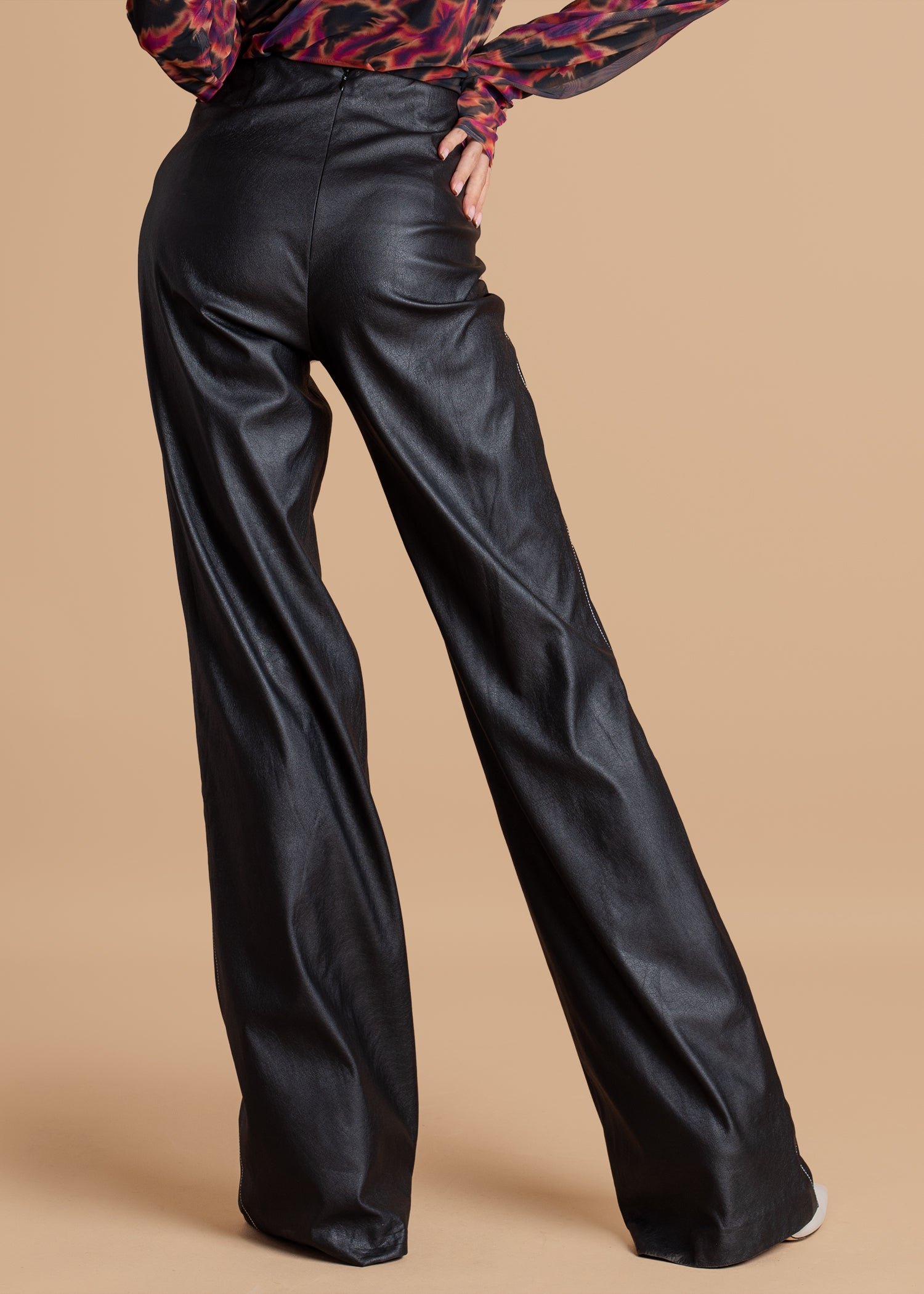 PU High-Waist Bootcut Pant