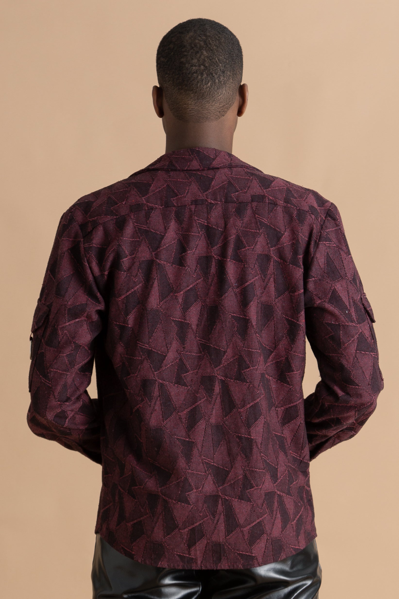 Burgundy Jacquard Printed Shirt