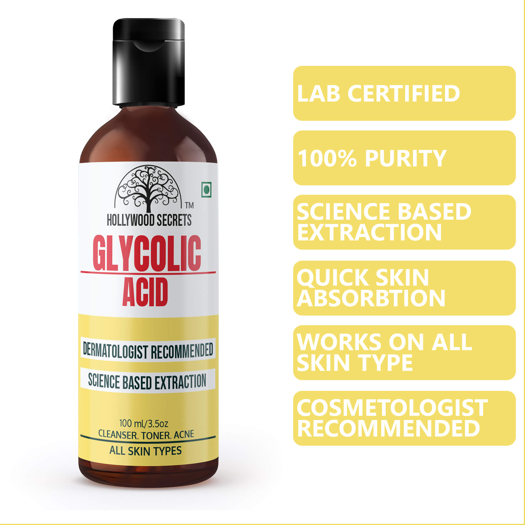 Glycolic Acid Peel 75% Pure 100ml Shop Online India Best Price – Hollywood  Secrets