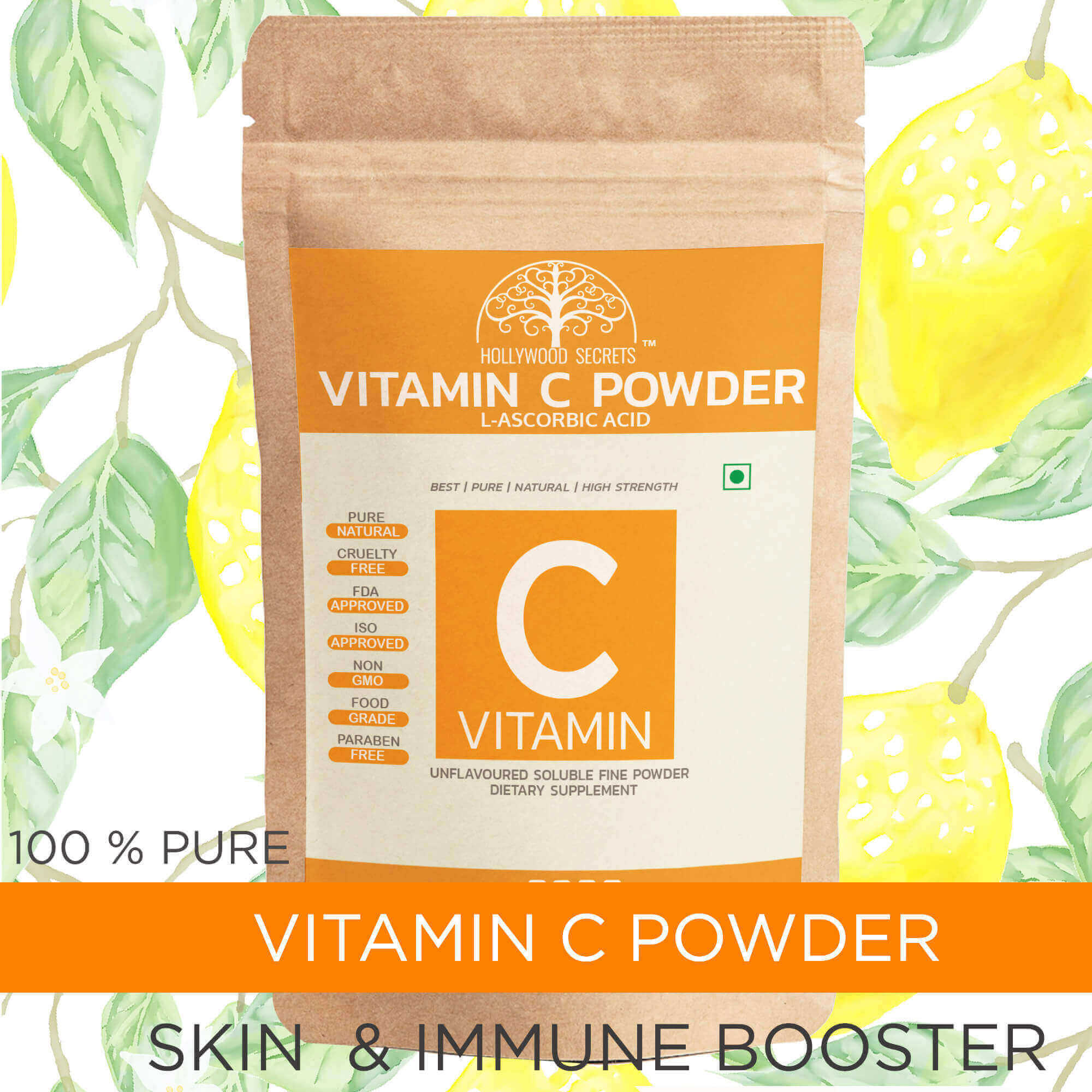 Buy Hollywood Secrets Vitamin C Powder L Ascorbic Acid Powder 100gm Supplement Store