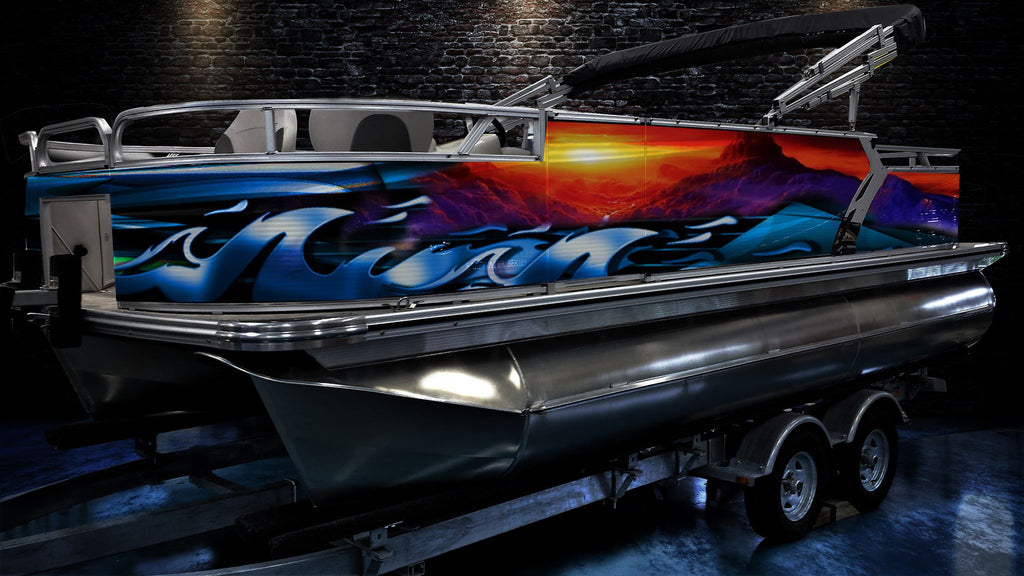 2020 Custom Pontoon Boat Wrap Design- – GREENBACK WRAPS.COM