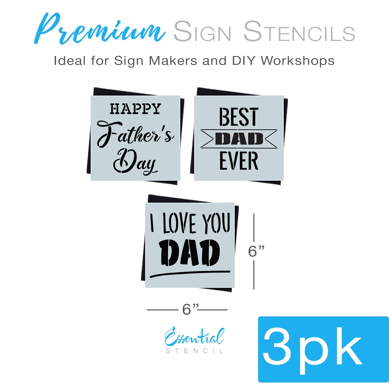 Reusable Mini Best Dad Ever Stencils (3 Pack) - Essential Stencil
