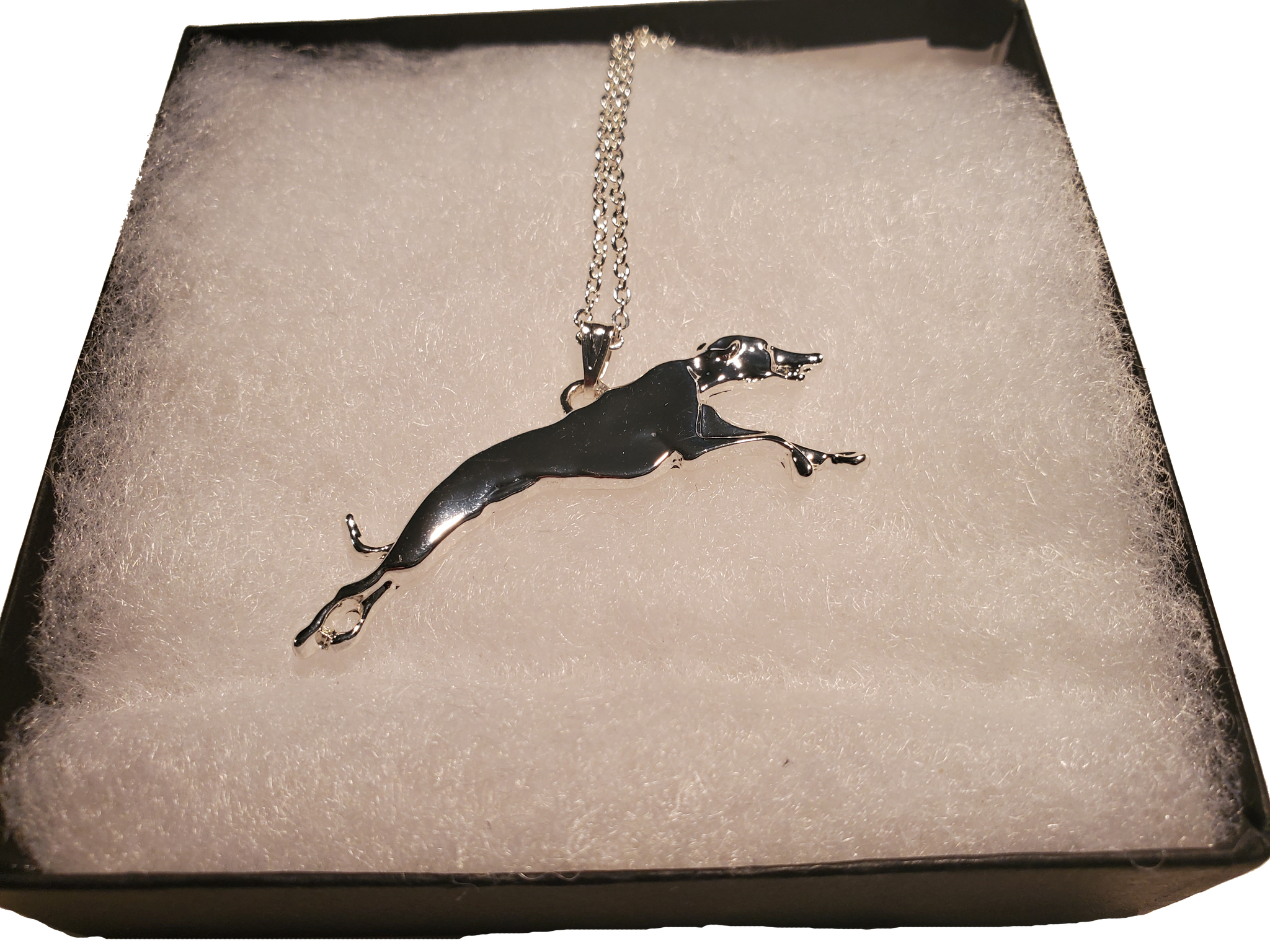 silver greyhound necklace