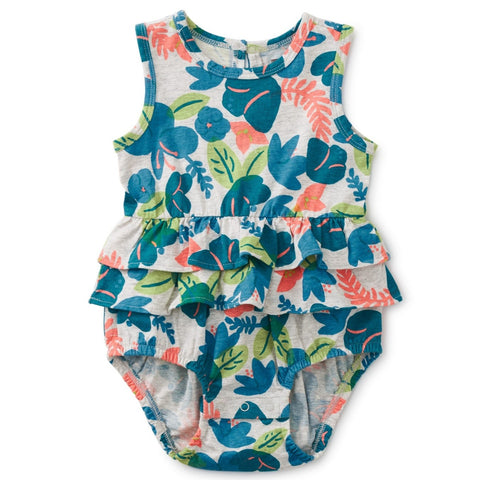 Tiered Ruffle Baby Romper: Tropical Hibiscus | shopcupcake.com