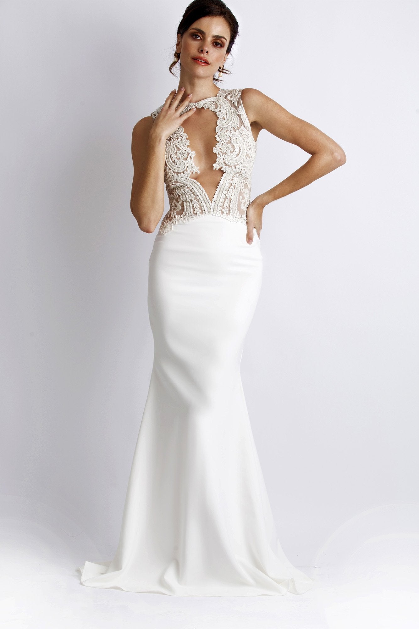 white jersey gown