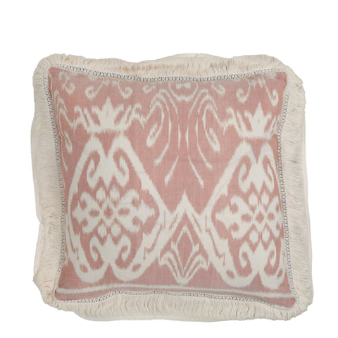 Blush Pink and Cream Ikat Cushion - Stroberi