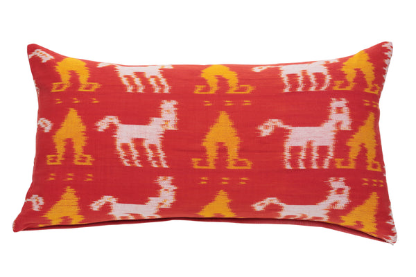 Kuda - Orange and Mustard Hand Woven Ikat Cushion