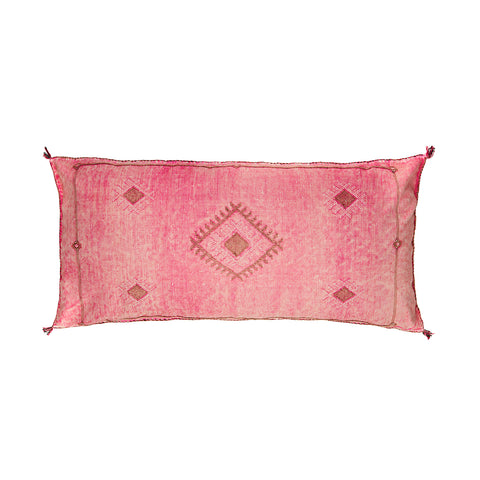 Large Rose Pink Cactus Silk Lumbar Cushion - Markunda
