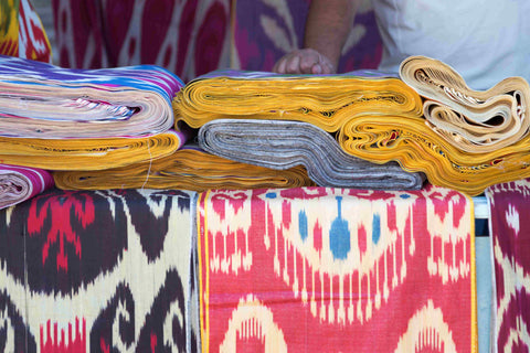 Silk Ikat with Ornaments from Uzbekistan