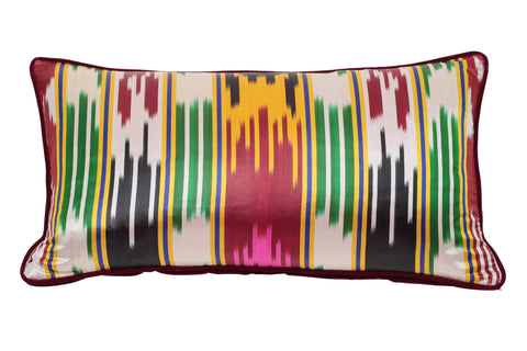 Circus - Green and Burgundy Silk Cushion