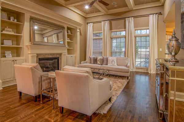 Well-lit cream living room