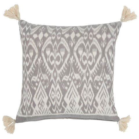 Pale Grey Cotton Ikat Cushion - Kumbasari