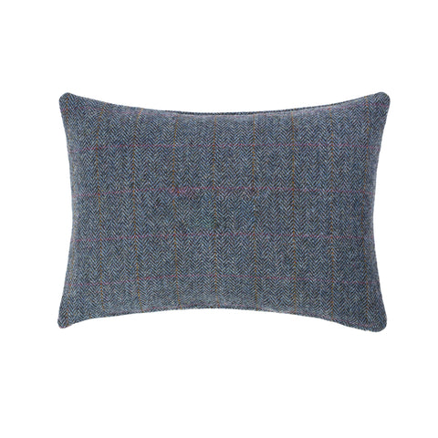 Dark Blue Herringbone Harris Tweed Cushion - Heath Dog Violet