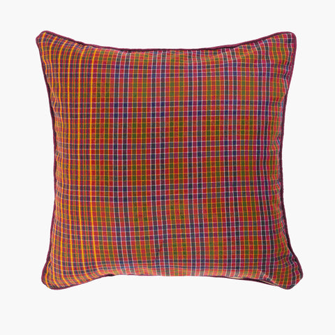 Burgundy and Blue Handwoven Cushion locally sourced from Bhutan