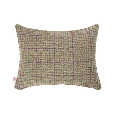 Fawn & Lilac Houndstooth Harris Tweed Cushion named Ragged Robin