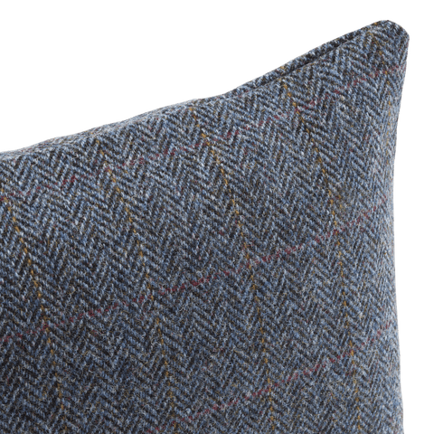 Dark Blue Herringbone Harris Tweed Cushion named Heath Dog Violet