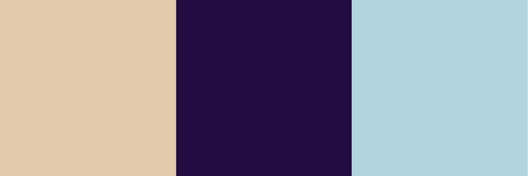 colour swatch honey beige, eggplant purple, powder blue
