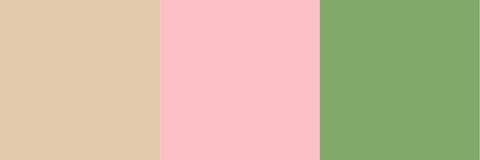 Colour swatch honey beige, modern pink, green