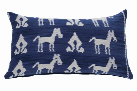 Indigo Hand Woven Ikat Cushion