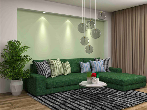 Living Room with Green Sofa