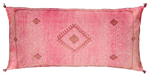 Handmade Rose Pink Cactus Silk Lumbar Cushion named Markunda
