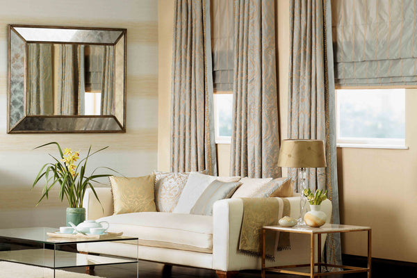 Metallic Accents in a Cream and Grey Living Room