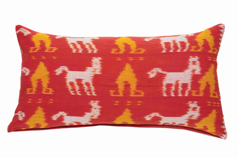 Orange and Mustard Hand Woven Ikat Cushion