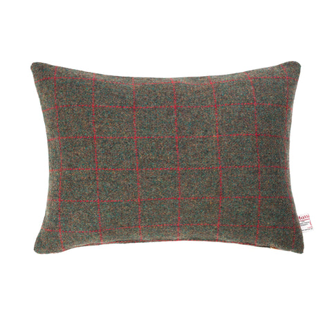 Rich Brown with Red Check Harris Tweed Cushion named Peat
