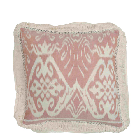 Handmade Blush Pink and Cream Ikat Cushion named Stroberi