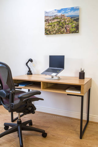 Home office solid oak optimum desk setup