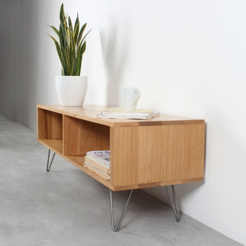 Henley TV unit wood with hairpin legs