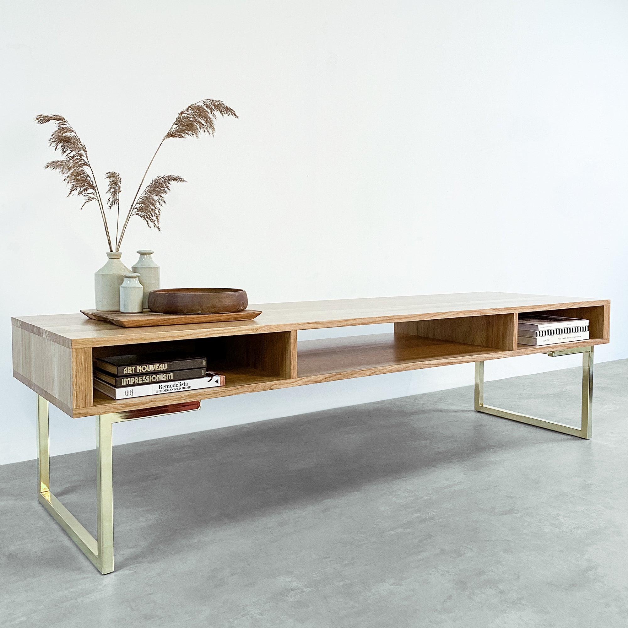 Marston Wide Console Desk on Minimalist Square Legs