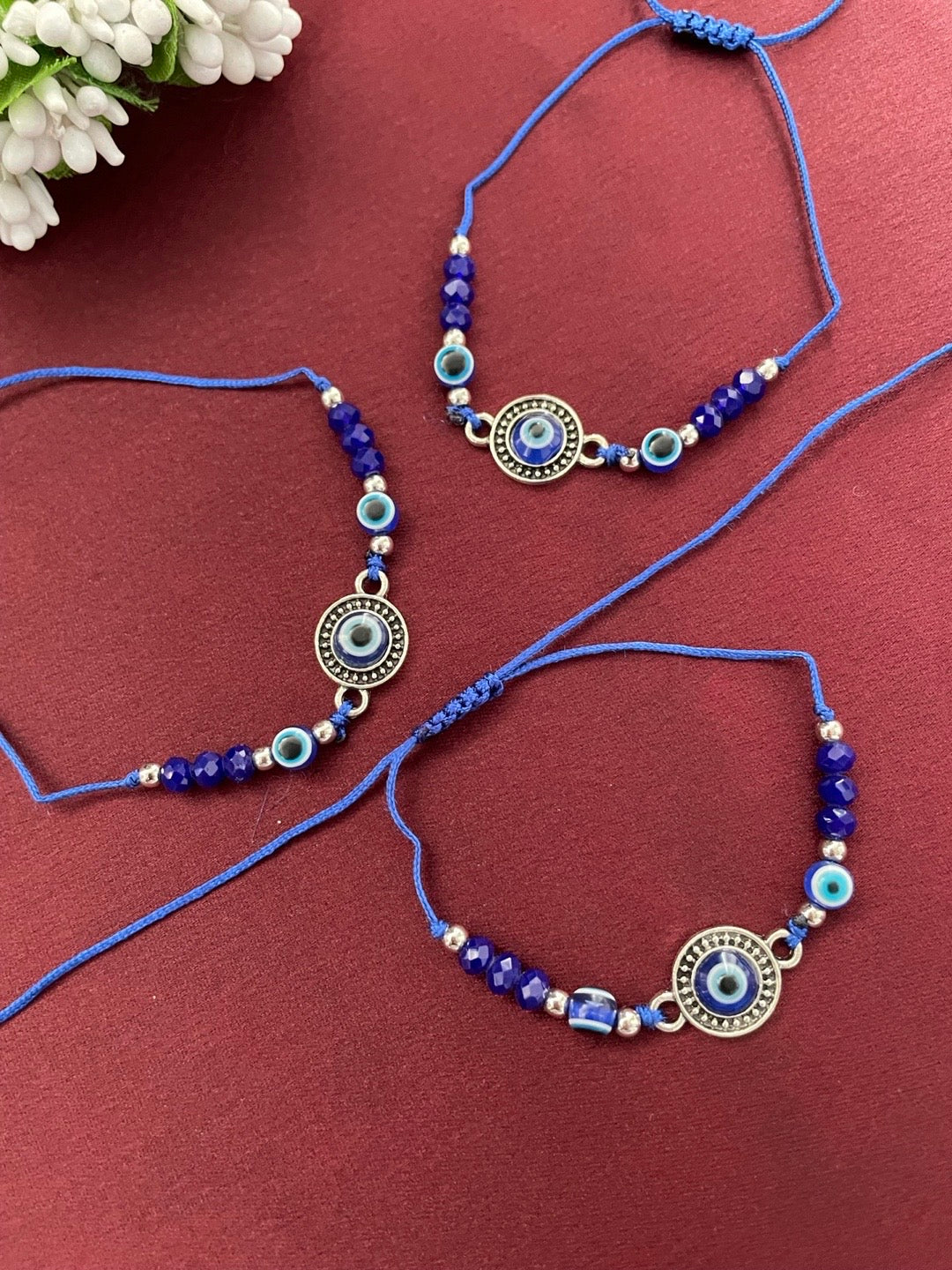 image for (COMBO of 3) Blue Evil Eye Rakhi Bracelet for Raksha Bandhan