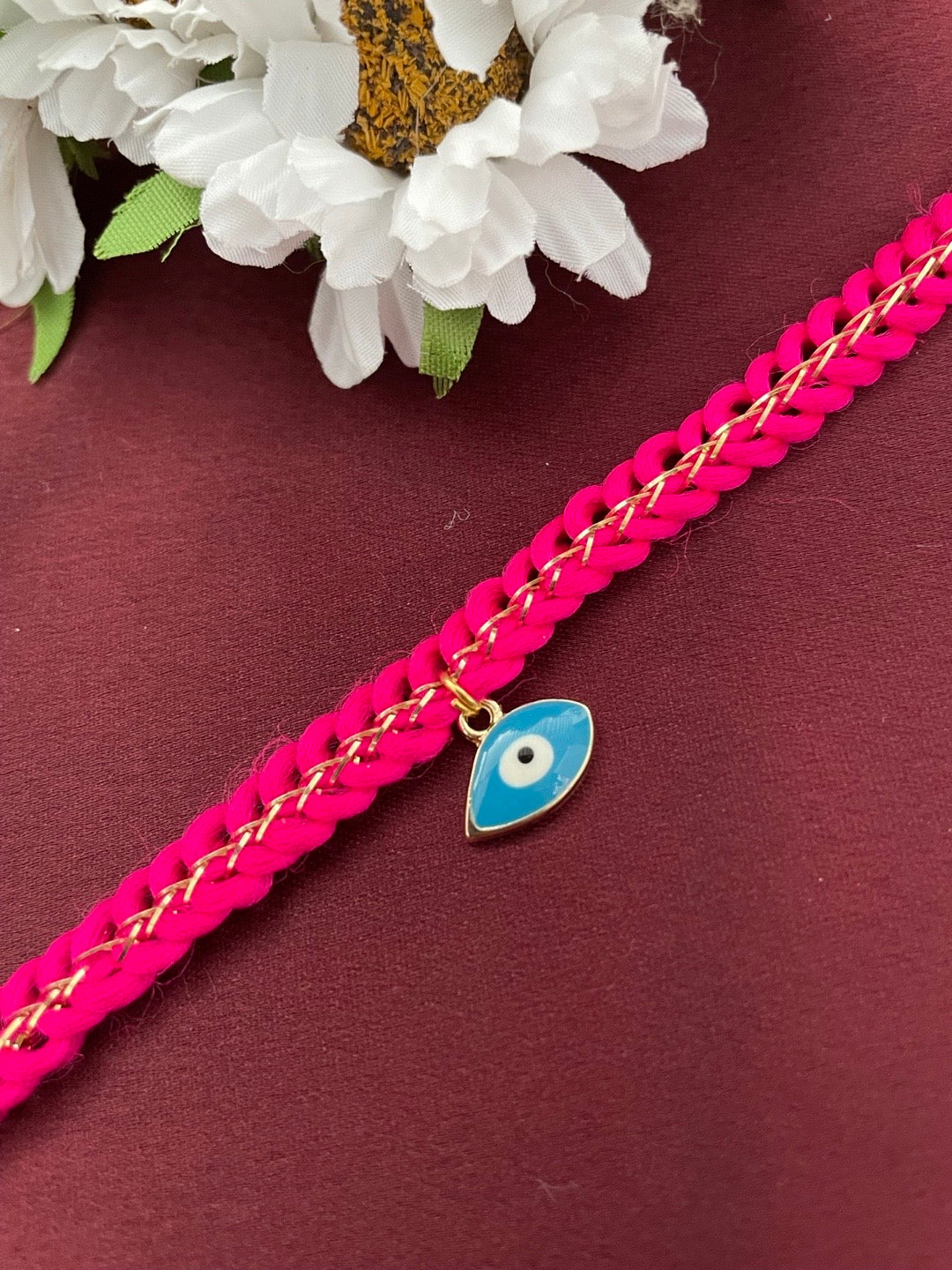 image for Gold Plated Blue Evil Eye Rakhi Bracelet for Raksha Bandhan