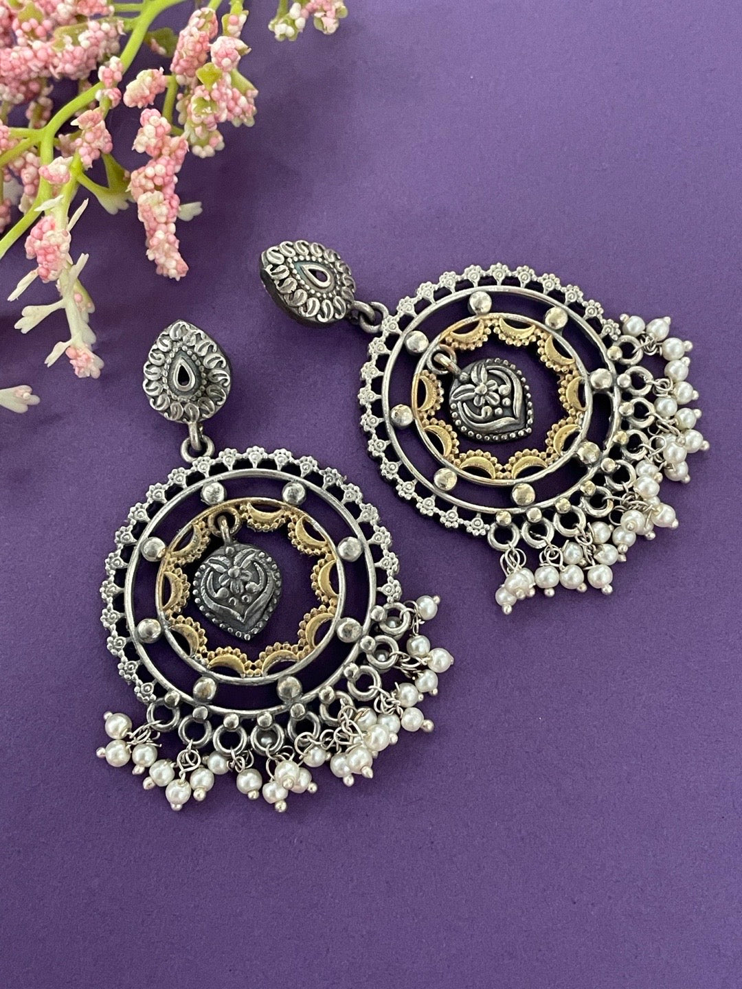 image for Earrings Round Shape With Pearls Designs
