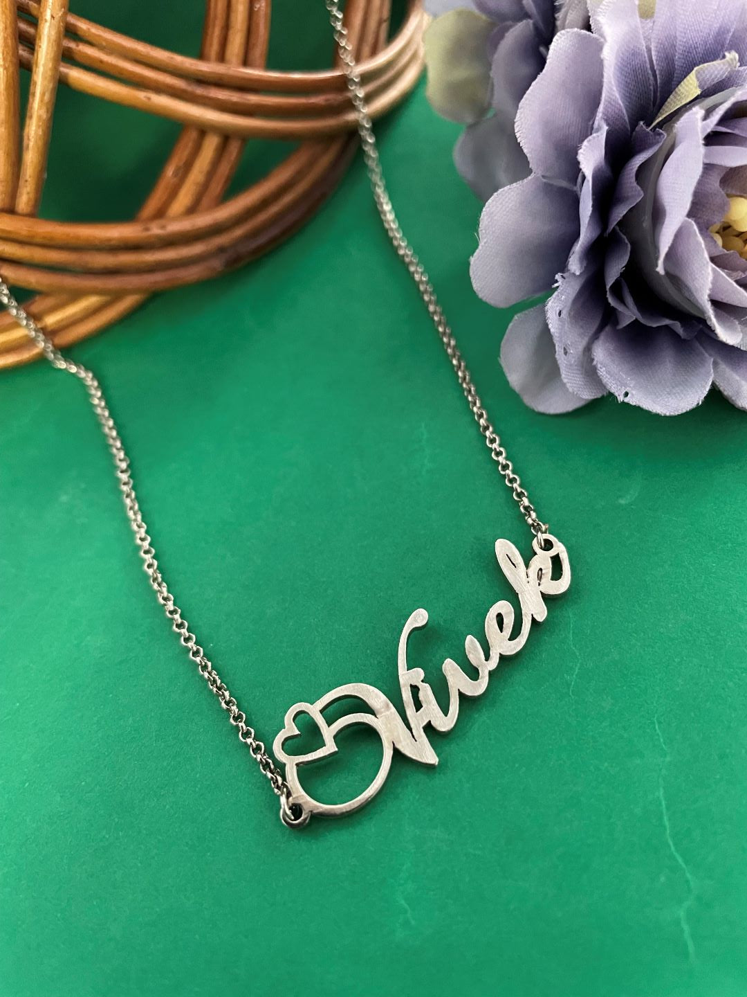 image for Silver Plated Name Necklace With Heart