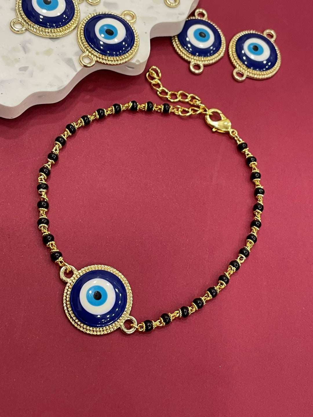 image for Nazariya/ Nazarbatu Gold Plated Adjustable Mangalsutra Bracelets With Evil Eye