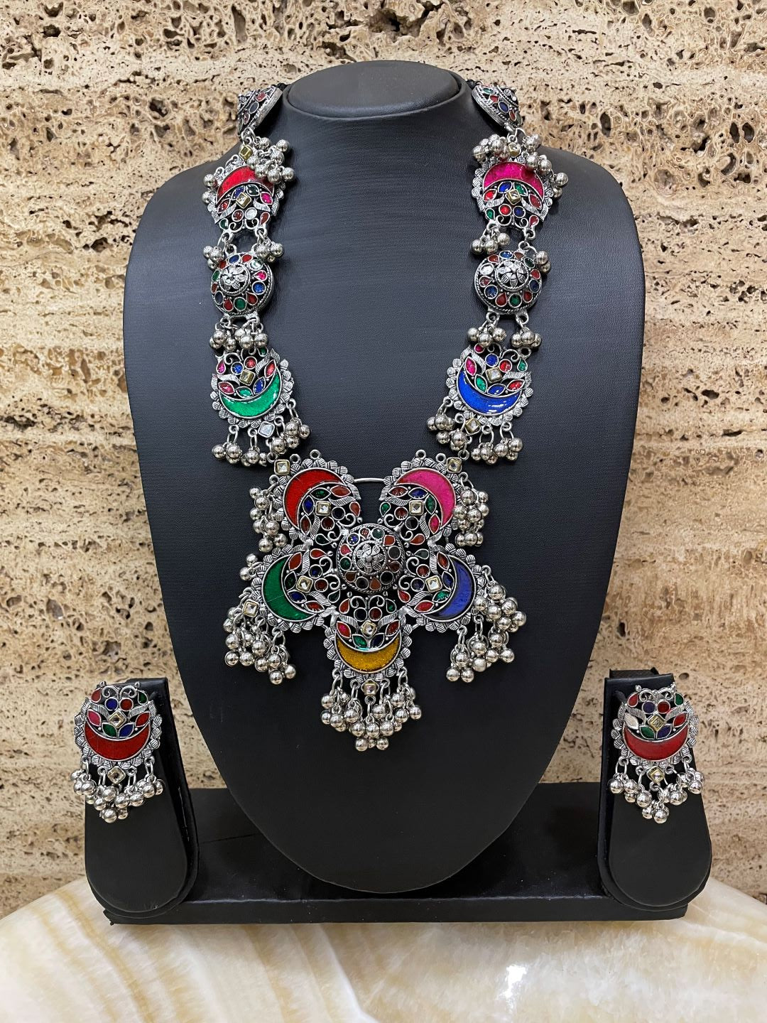 image for Boho Oxidized Long Banjara Necklace & Earring Set