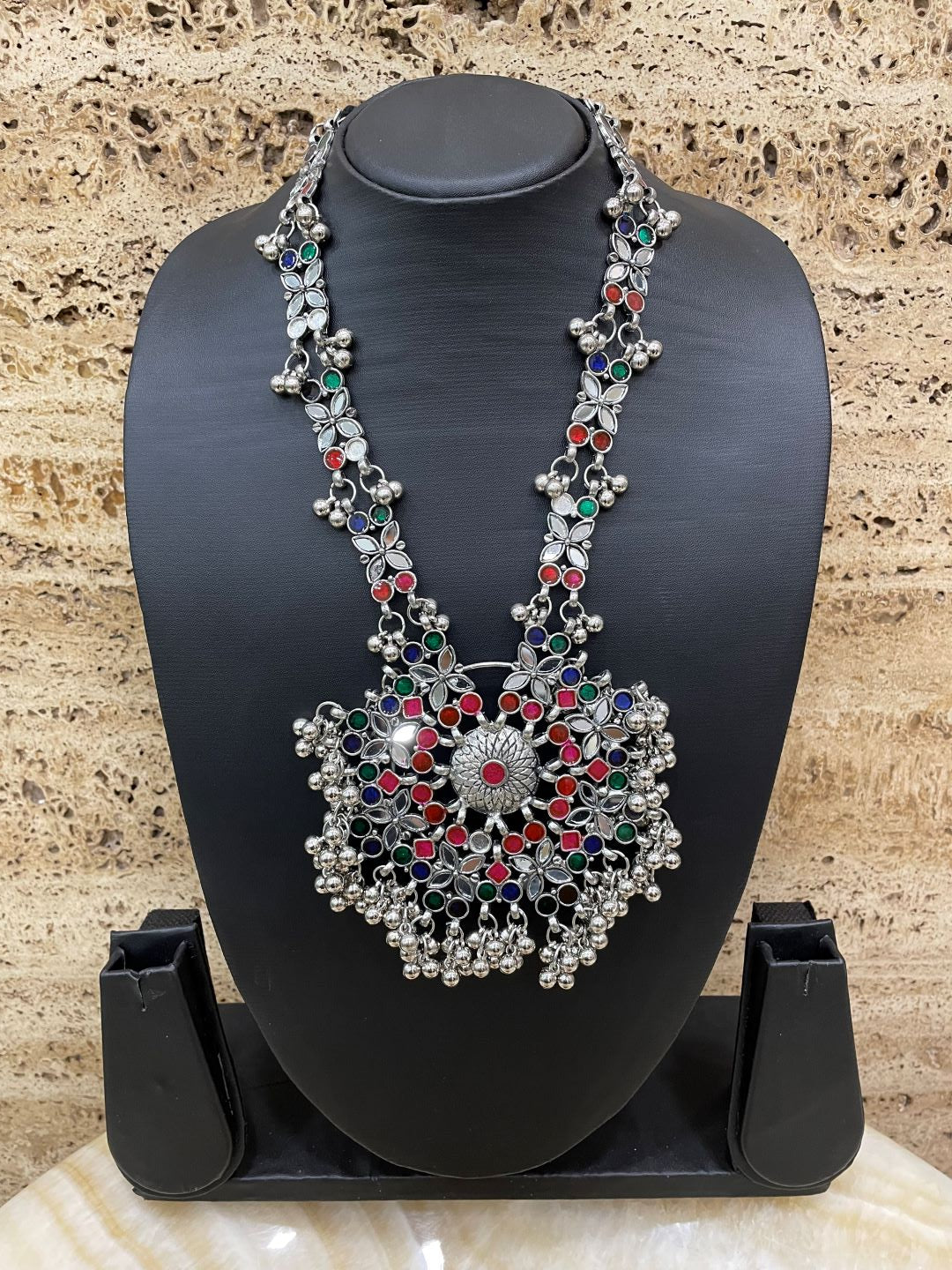 image for Oxidized Multi Color Long Necklace & Earring Set