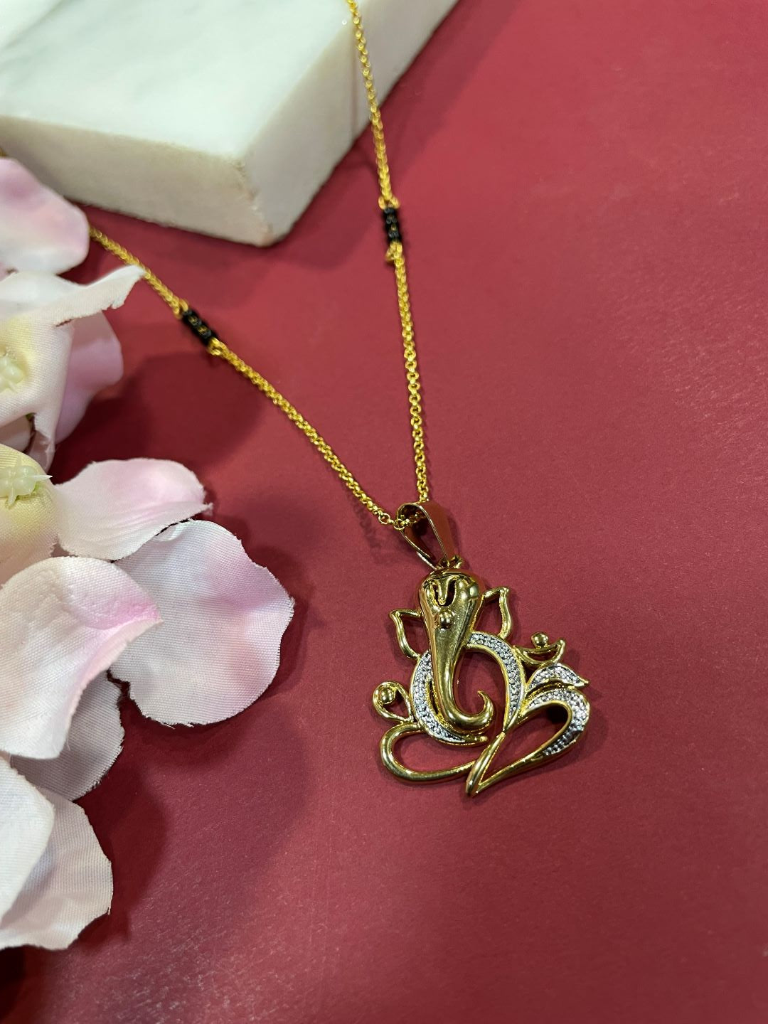 image for Short Mangalsutra/Necklace With a Ganesha Pendant